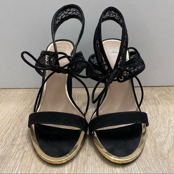 Call It Spring Disney collection black lace tie heels - Picture 3 of 8